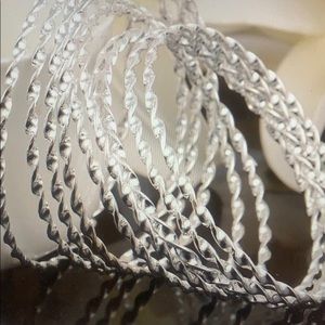 Sterling Silver Twisted Bangle Bracelet set of 5